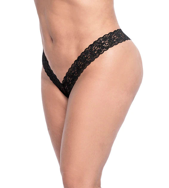 CT Lingerie plus size lace boyshorts in black featuring floral lace design and comfortable fit